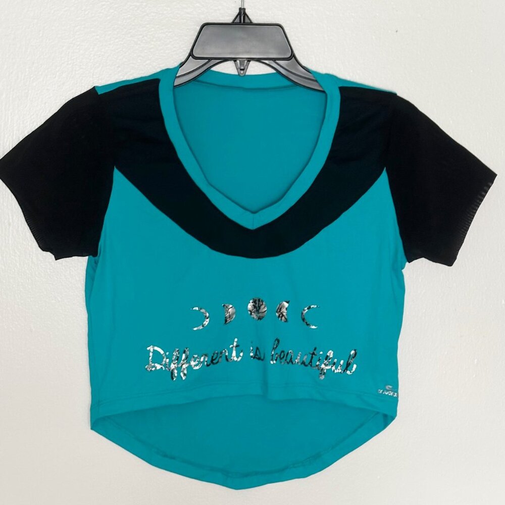 Brazilian Detail Fitness Crop Top Teal